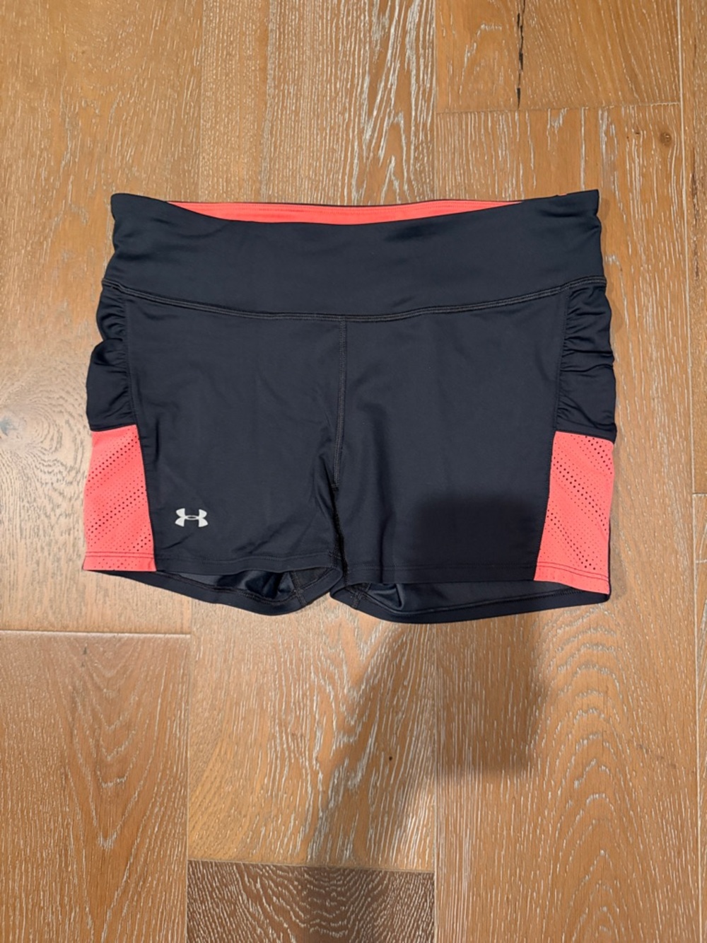 Under Armour Black Athletic Shorts with Coral Panels